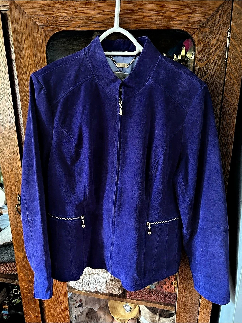 Guillaume Purple/Royal Blue Genuine Suede Jacket Like New